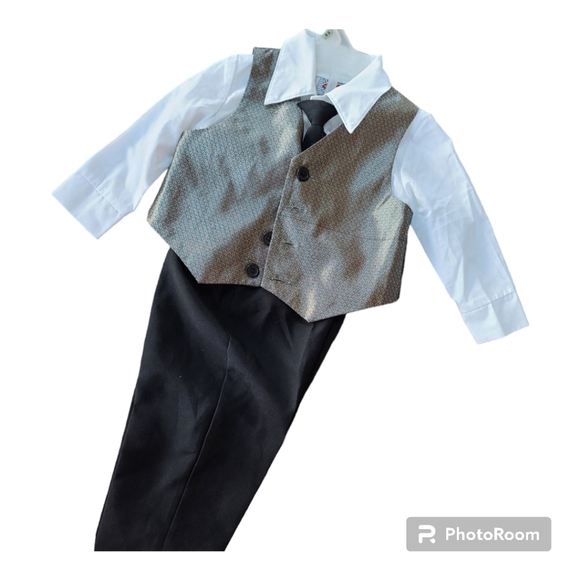 Boys 12M 4-Piece Outfit Vest, Pants, Shirt, Tie - Picture 2 of 13